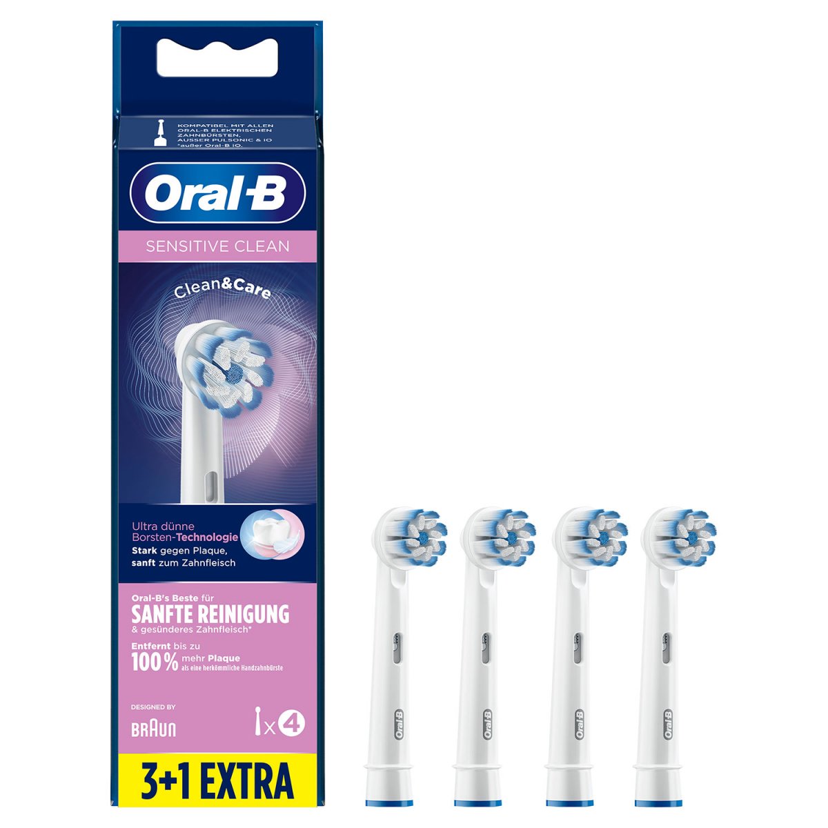 4 stk. OralB Sensitive Clean & Care Tandbørstehoveder 3+1 OralB