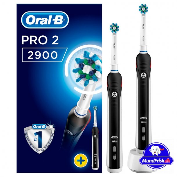 Oral B Pro 2 2900 Duo BLACK Edition 2 stk. Eltandbørster OralB CrossAction ElTandbørste