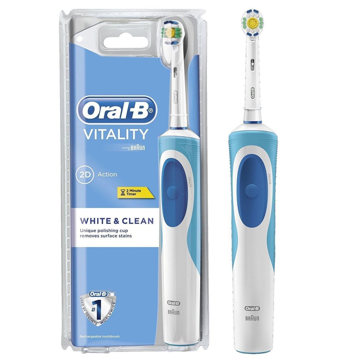 Oral B Vitality White & Clean El-tandbørste - Genopladelig - Oral-B 3D ...